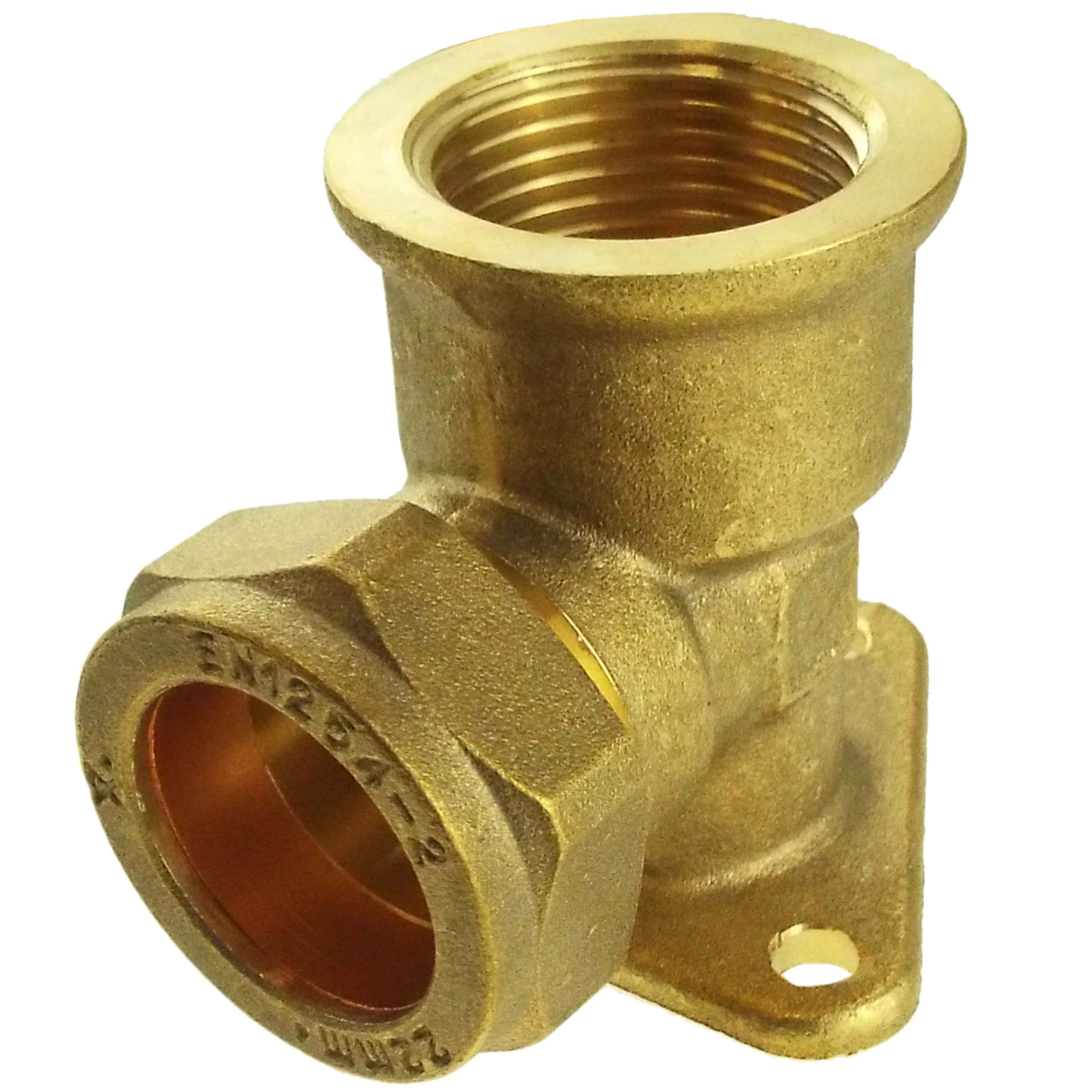 15mm Brass Wall Flange Kit with Brass Tap + Quick Connect Metal Splitter