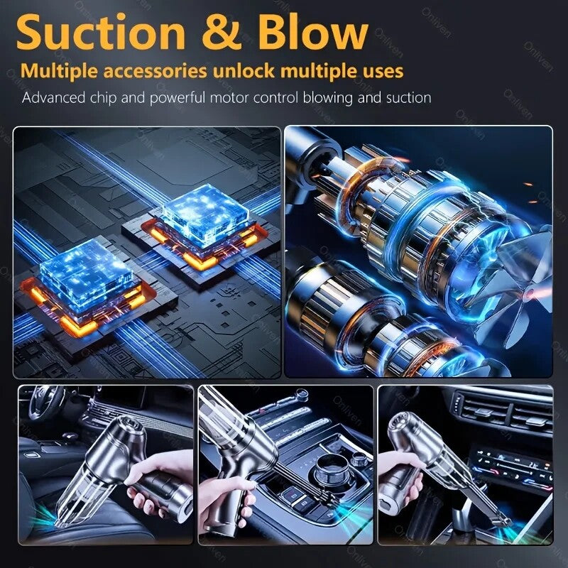 Powerful 4 IN1 Wireless Car Vacuum Cleaner Strong Suction Handheld Vacuum Home